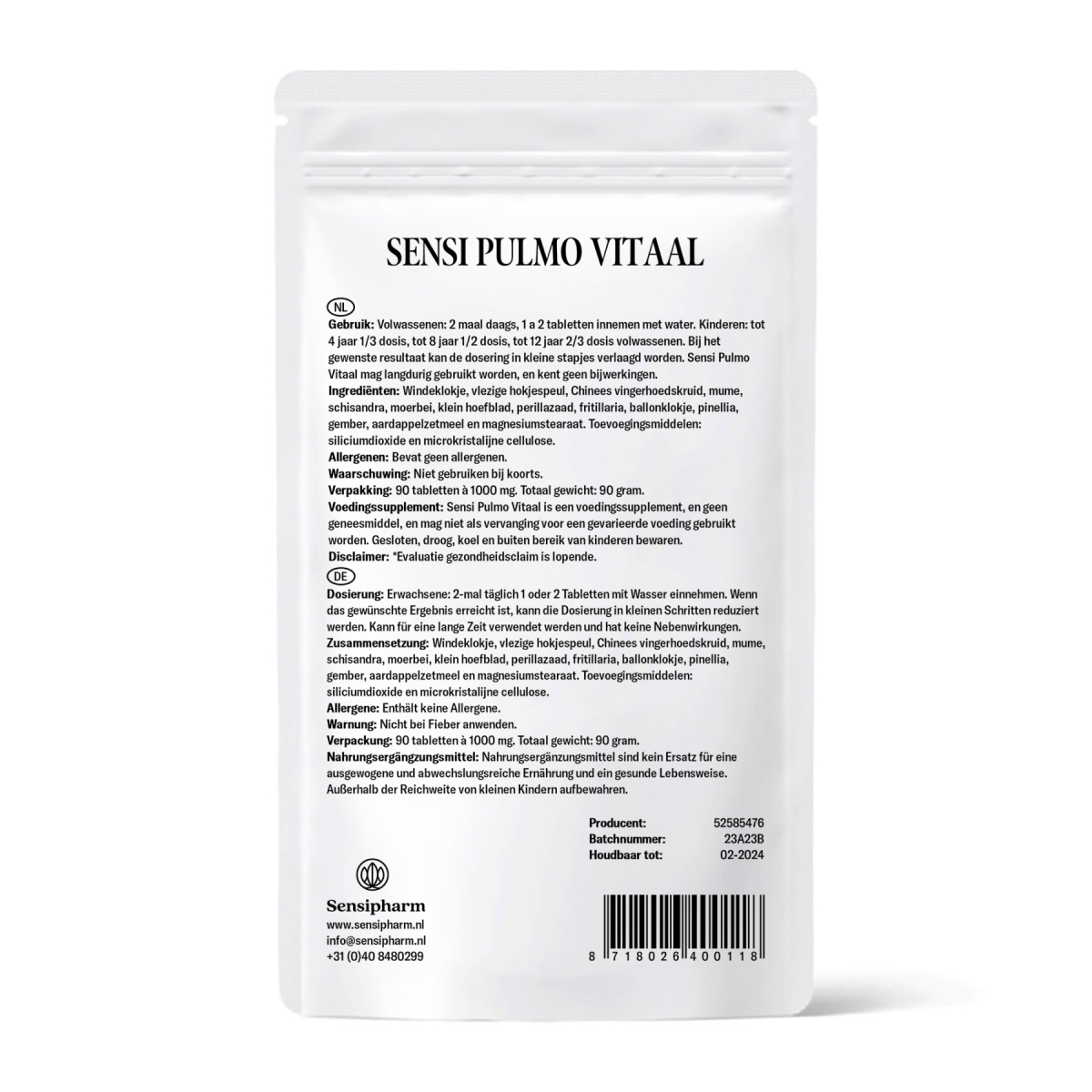 Sensi Pulmo Vital - 1000 mg. 90 tabl.
