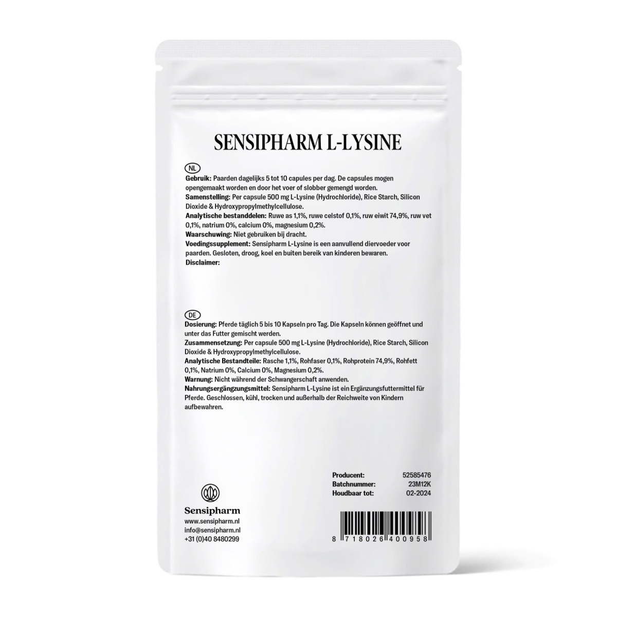 Sensipharm L-Lysine Horse - 200 caps.
